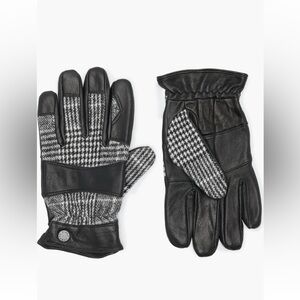 Vince Camuto Houndstooth Mixed Media Gloves
